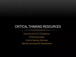 Critical Thinking Resources