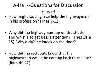 A-Ha! --Questions for Discussion p. 673