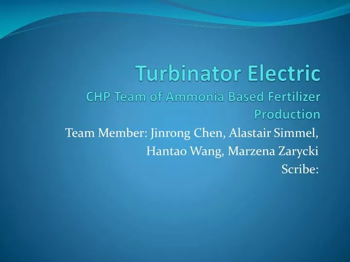 turbinator electric chp team of ammonia based fertilizer production