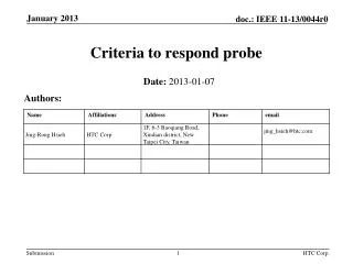Criteria to respond probe