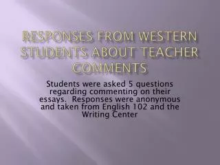 Responses from Western students about teacher comments