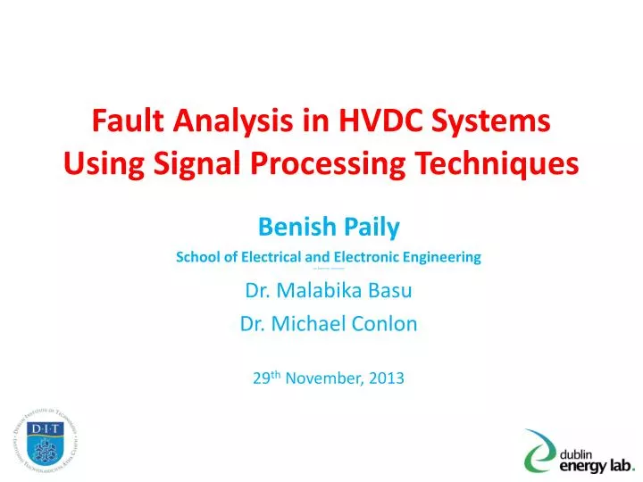 fault analysis in hvdc systems using signal processing techniques