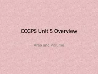 CCGPS Unit 5 Overview