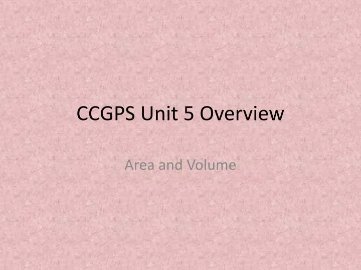 ccgps unit 5 overview