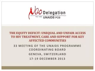 33 Meeting of the UNAIDS Programme Coordinating Board G eneva , Switzerland