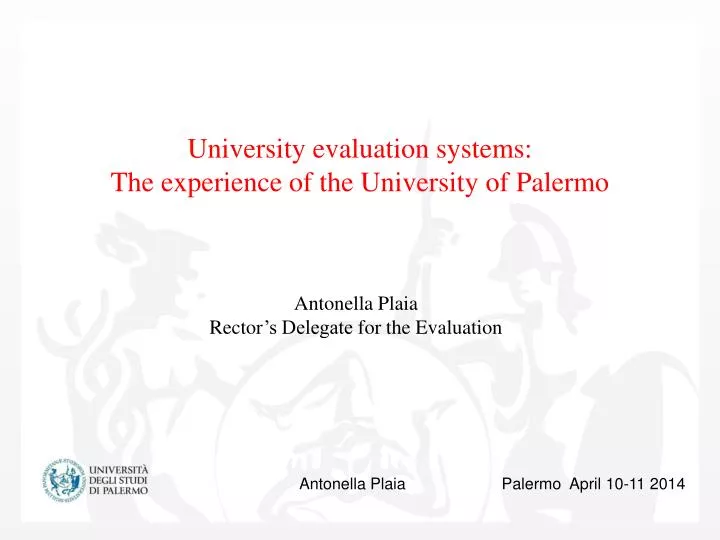 university evaluation systems the experience of the university of palermo