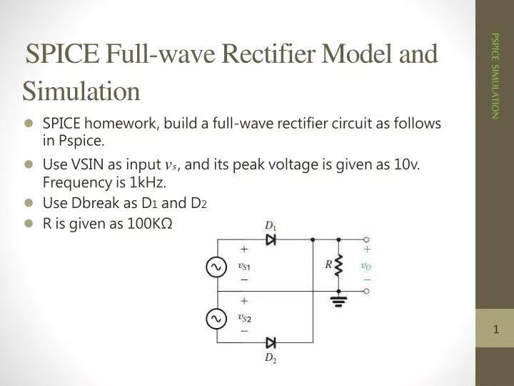 spice full wave rectifier model and simulation