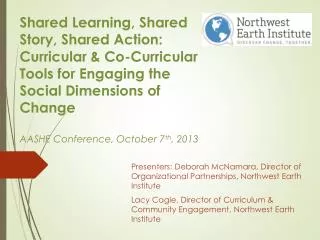 Presenters: Deborah McNamara, Directo r of Organizational Partnerships, Northwest Earth Institute