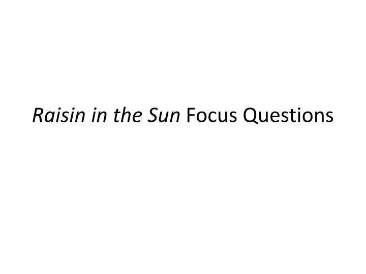 raisin in the sun focus questions