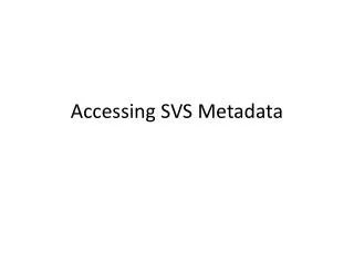 Accessing SVS Metadata