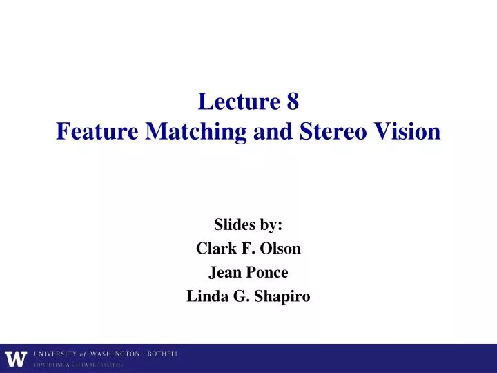 lecture 8 feature matching and stereo vision