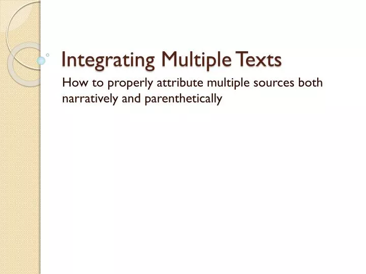 integrating multiple texts