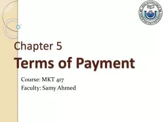 Chapter 5 Terms of Payment