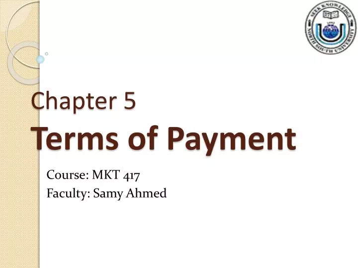 chapter 5 terms of payment