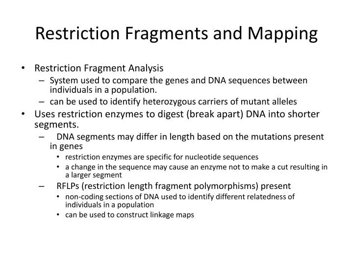 restriction fragments and mapping