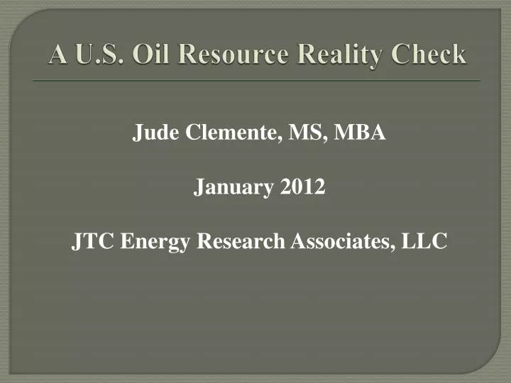 a u s oil resource reality check