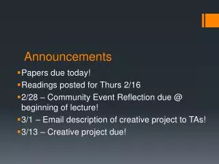 Announcements