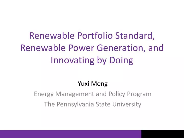 renewable portfolio standard renewable power generation and innovating by doing