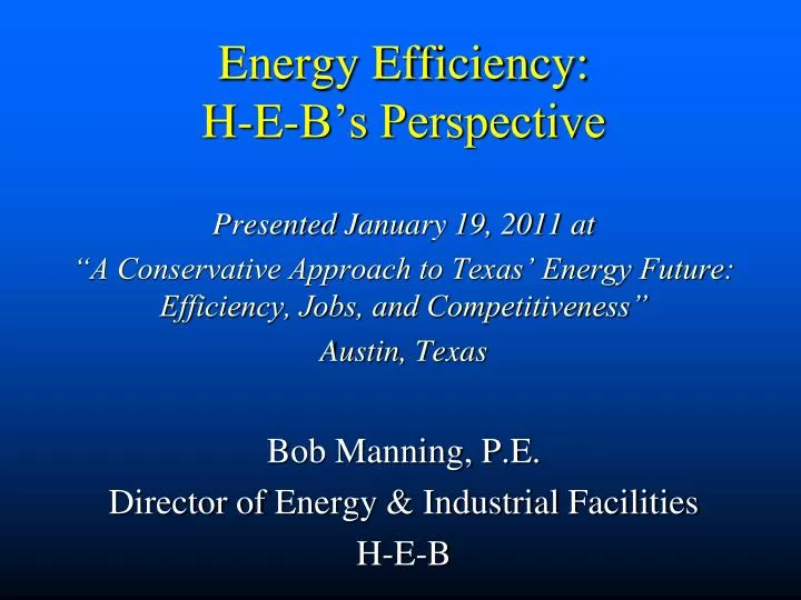 energy efficiency h e b s perspective