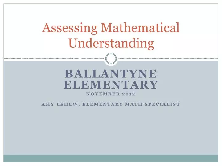 assessing mathematical understanding