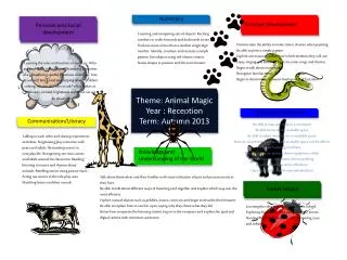 Theme: Animal Magic Year : Reception Term: Autumn 2013
