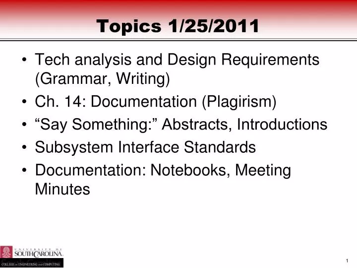 topics 1 25 2011