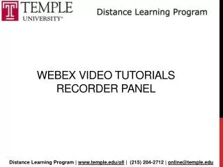 Webex Video Tutorials Recorder Panel