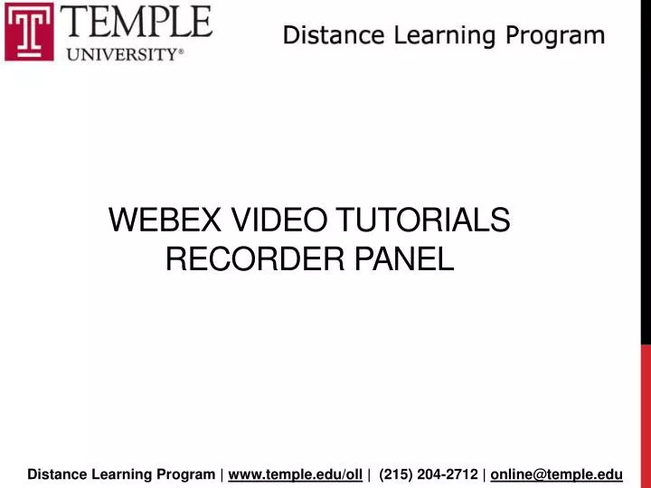 webex video tutorials recorder panel