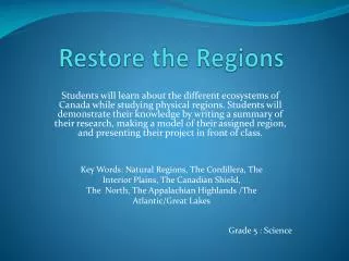 Restore the Regions