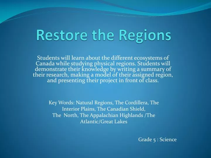 restore the regions