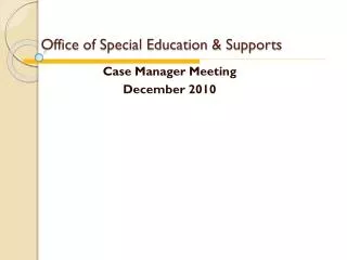 Office of Special Education &amp; Supports