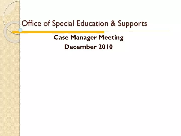 office of special education supports