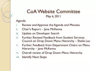 CoA Website Committee May 6 , 2011