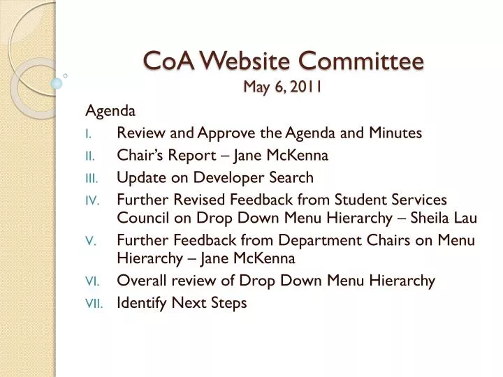 coa website committee may 6 2011