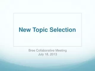 New Topic Selection