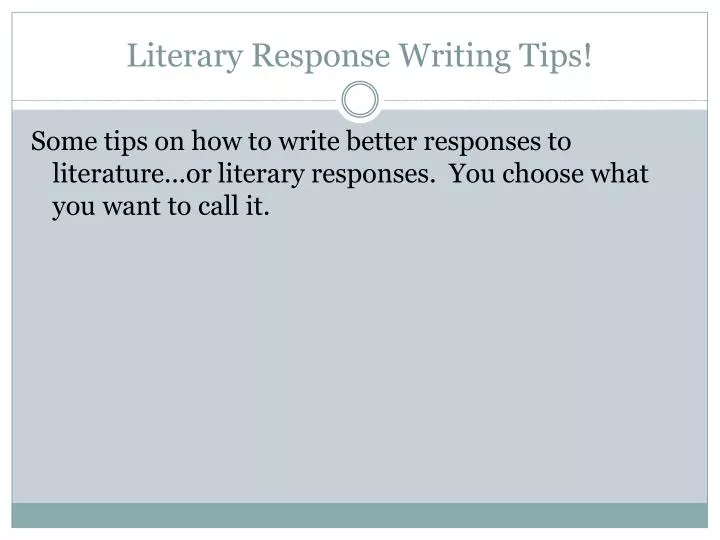 literary response writing tips