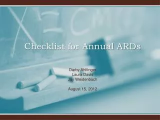 Checklist for Annual ARDs