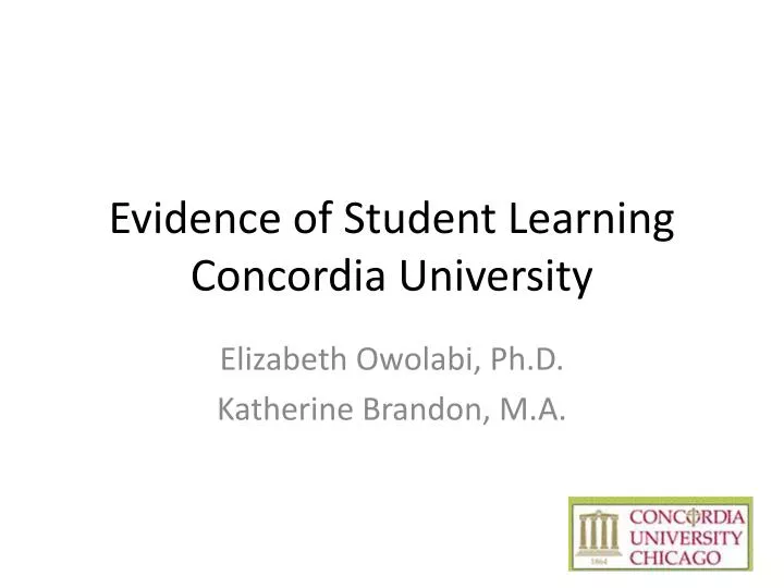 evidence of student learning concordia university