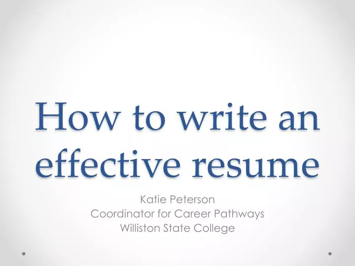how to write an effective resume