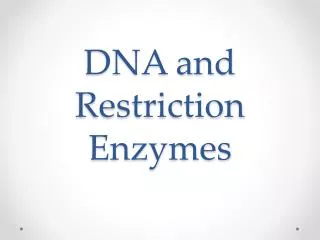 DNA and Restriction Enzymes