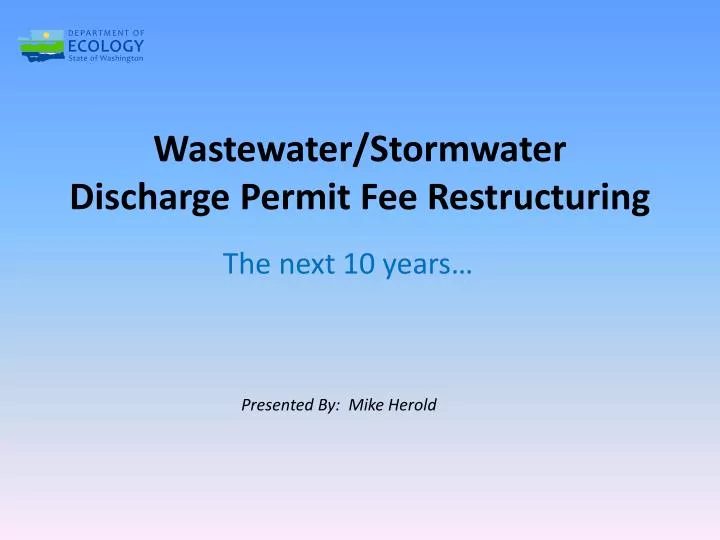 wastewater stormwater discharge permit fee restructuring