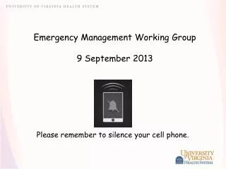 Emergency Management Working Group 9 September 2013