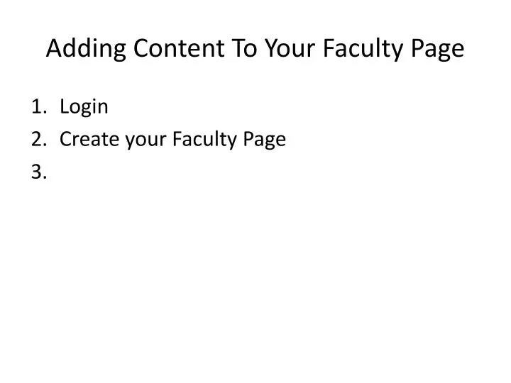 adding content to your faculty page