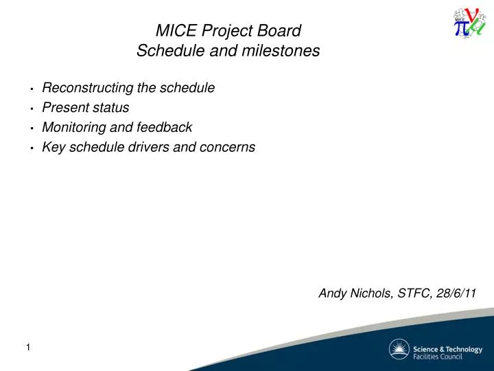 mice project board schedule and milestones