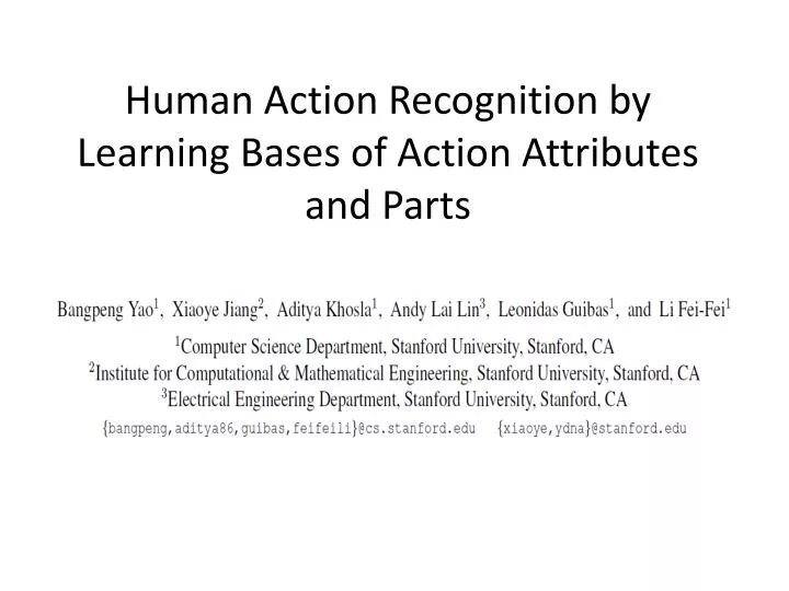 human action recognition by learning bases of action attributes and parts