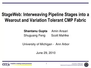 StageWeb : Interweaving Pipeline Stages into a Wearout and Variation Tolerant CMP Fabric