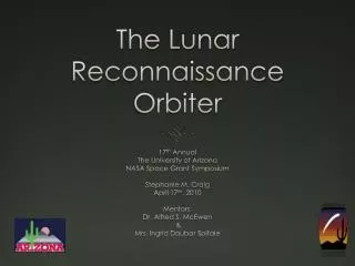 The Lunar Reconnaissance Orbiter