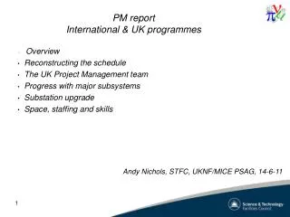 PM report International &amp; UK programmes