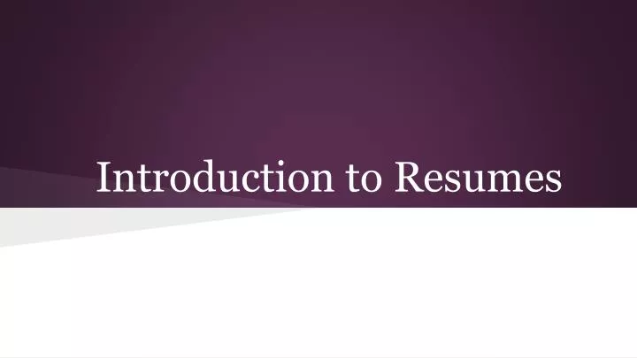 introduction to resumes