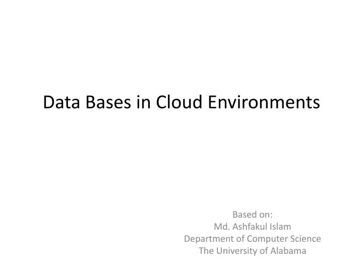 data bases in cloud environments